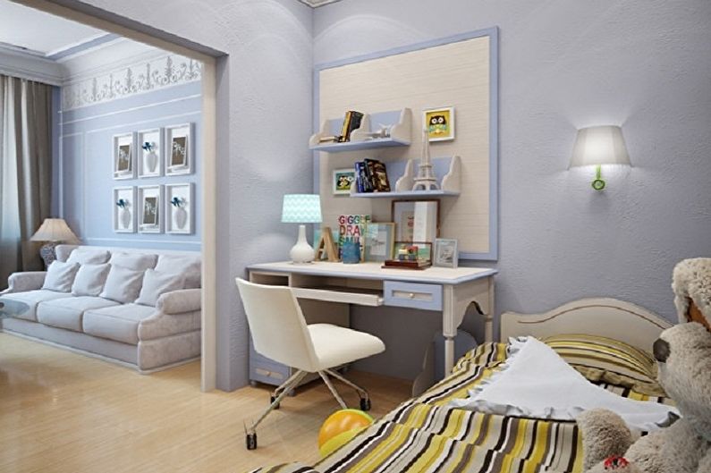 Diseñe un dormitorio y una guardería en una habitación: acabado del piso