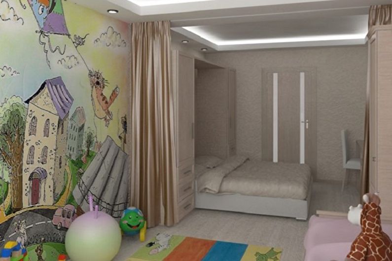 Projete um quarto e um quarto de bebê em um quarto - Decoração de parede