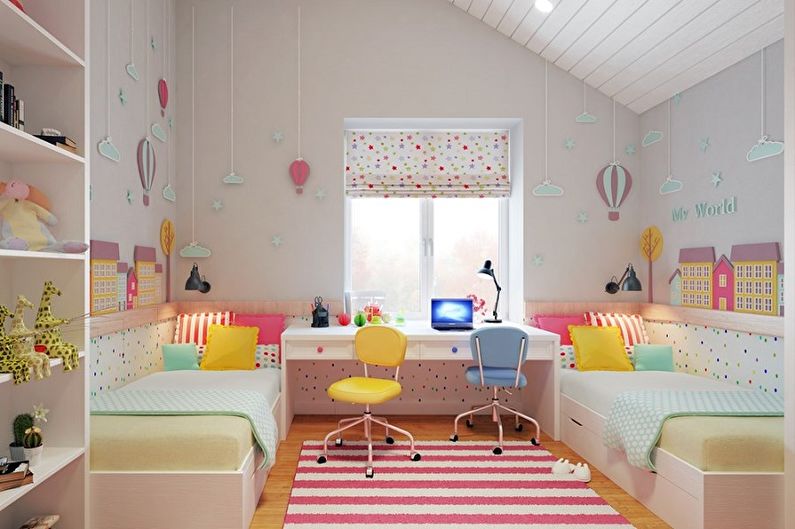 Diseño de una habitación infantil para dos niñas: elección de un estilo interior