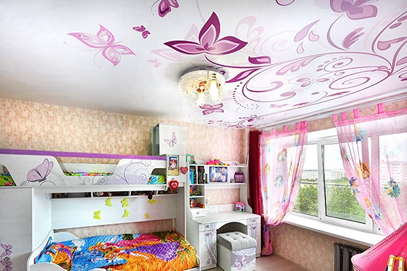 Diseño de habitación infantil para dos niñas - Acabado del techo