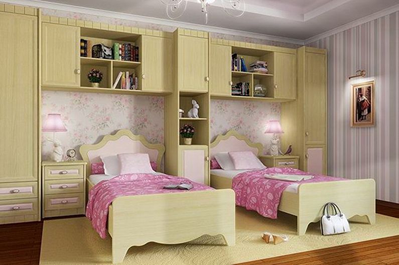 Muebles para una habitación infantil para dos niñas - lugares para dormir