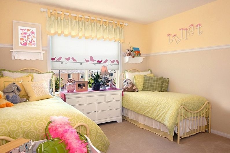 Design de quarto infantil para duas meninas - iluminação e decoração