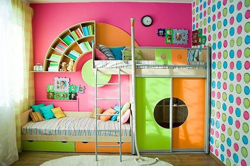 Design de interiores de um quarto infantil para duas meninas - foto