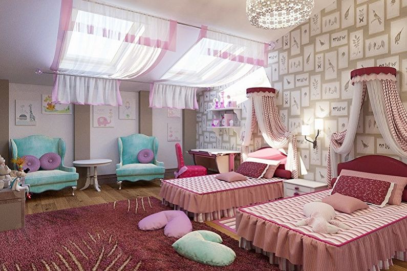 Design de interiores de um quarto infantil para duas meninas - foto