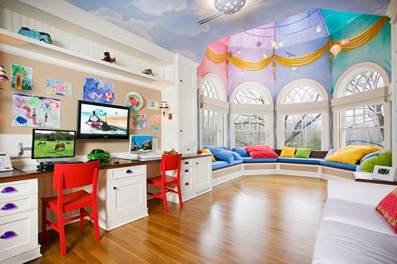 Diseño interior de una habitación infantil para dos niñas - foto