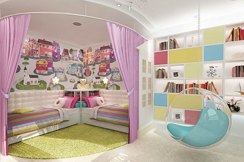 Design de interiores de um quarto infantil para duas meninas - foto