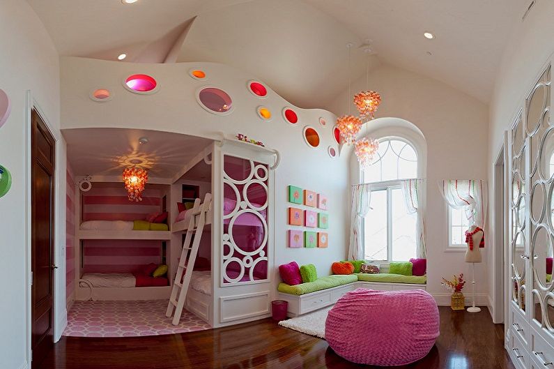 Diseño interior de una habitación infantil para dos niñas - foto