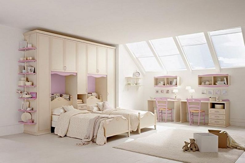 Diseño interior de una habitación infantil para dos niñas - foto