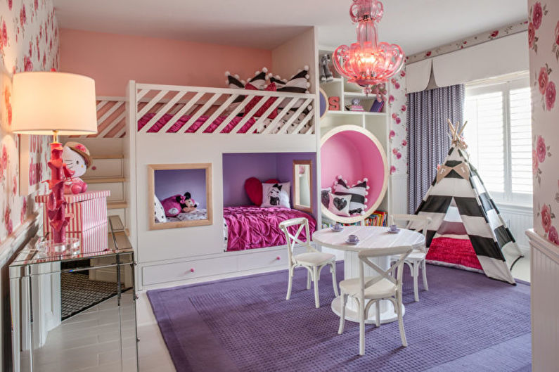 Design de interiores de um quarto infantil para duas meninas - foto