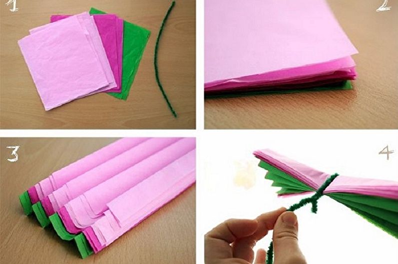 DIY ziedi no salvetes - peonijas