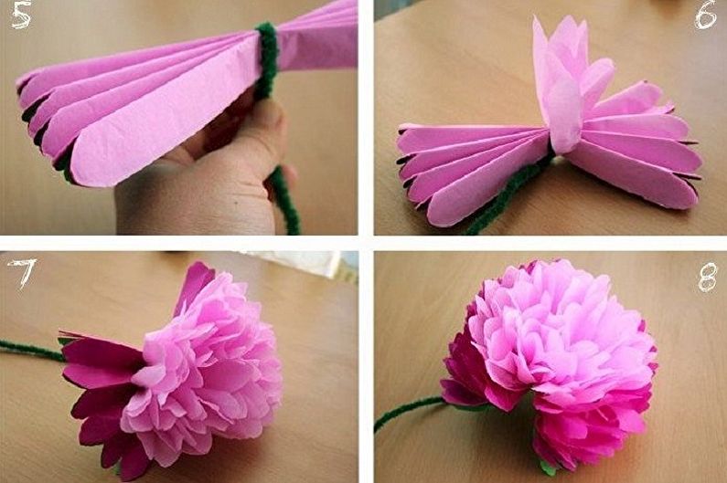 Fleurs de bricolage à partir de serviettes - pivoines