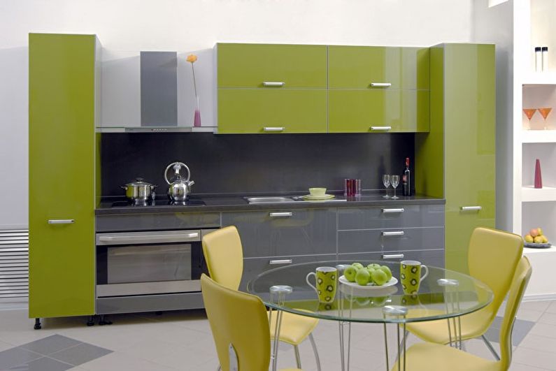 Gray color in the interior - a combination with green