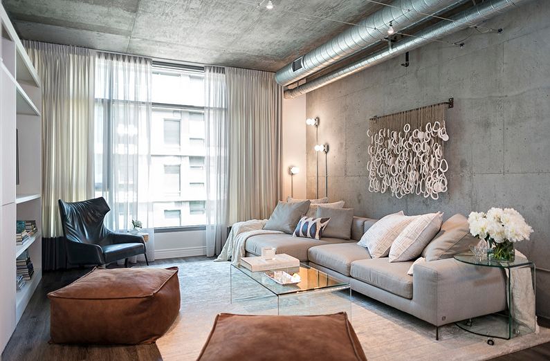 Color gris en el interior - estilo loft