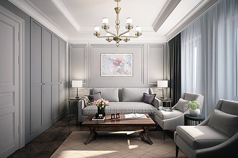 Gray color in the interior - classic style