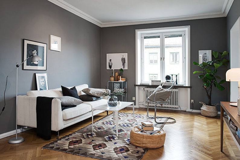 Gray color in the interior - Scandinavian style