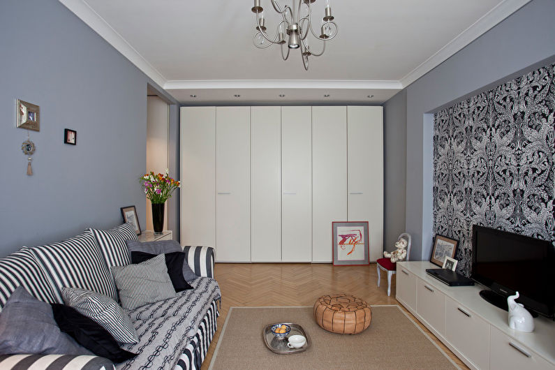 Gray color in the living room interior