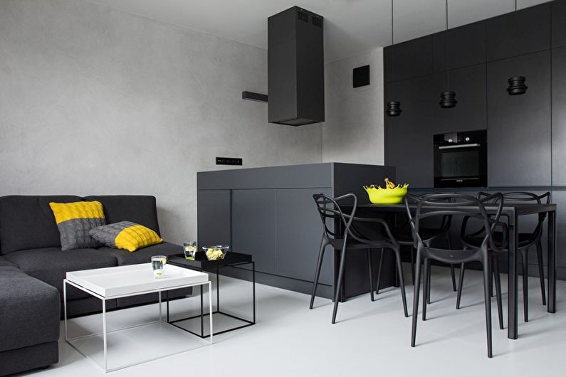 Gray color in the interior of the kitchen