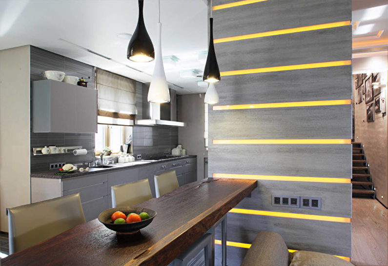 Gray color in the interior of the kitchen