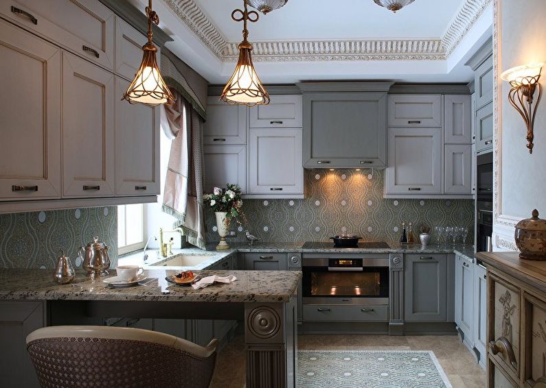 Gray color in the interior of the kitchen