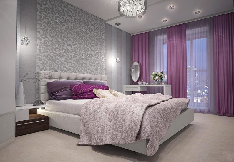 Gray color in the bedroom interior