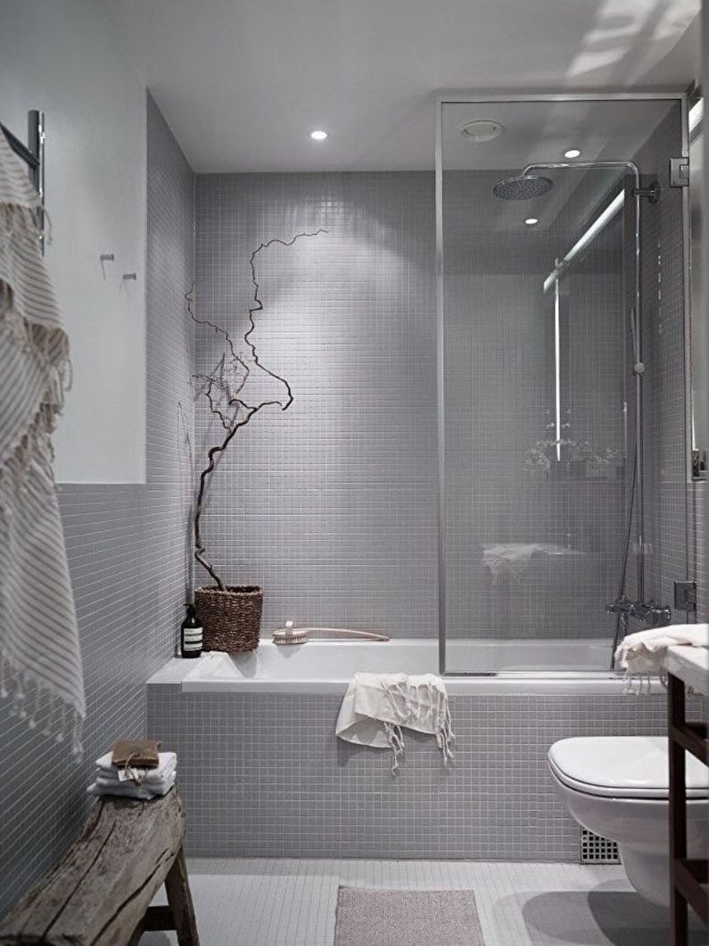 Gray color in the interior of the bathroom