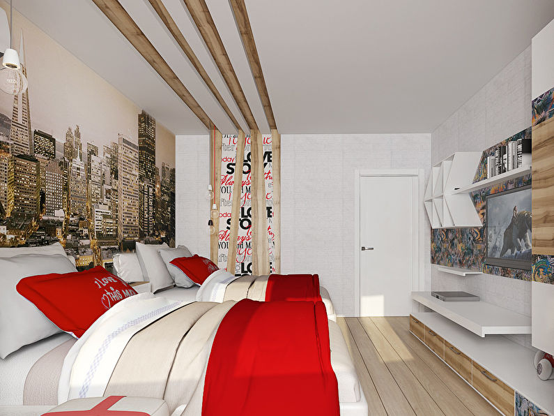 Habitación infantil con detalles en rojo - foto 2