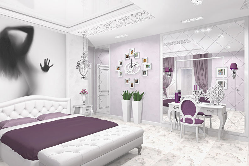 Love Story: Dormitorio en colores blanco y morado - foto 1