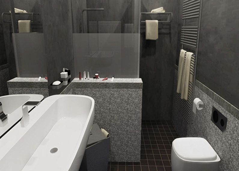 Progettazione di un bagno grigio a Krusciov