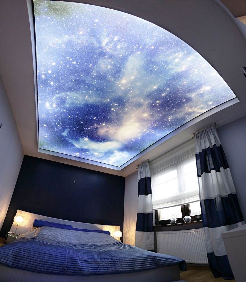 Backlit Ceiling แบบยืดสองระดับ - ท้องฟ้าเต็มไปด้วยดวงดาว