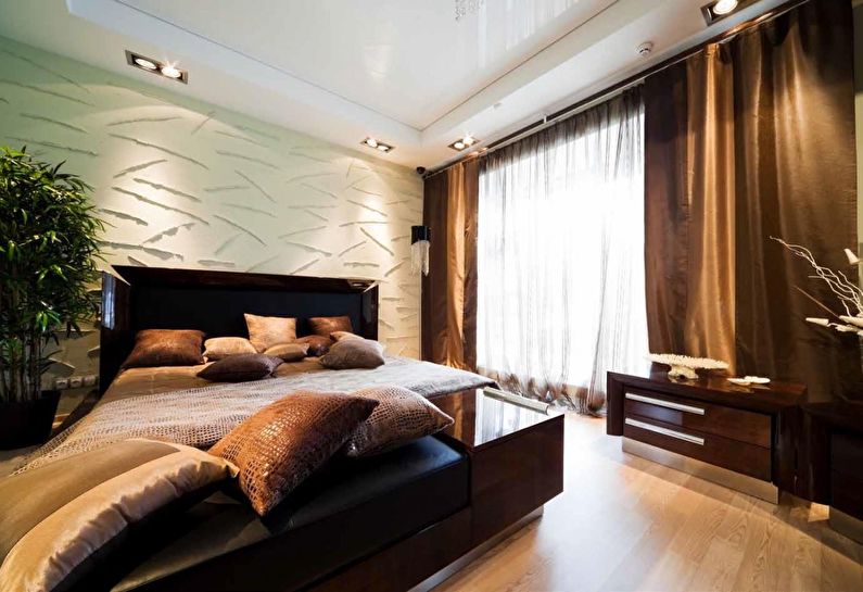 Two-level suspended ceilings in the bedroom