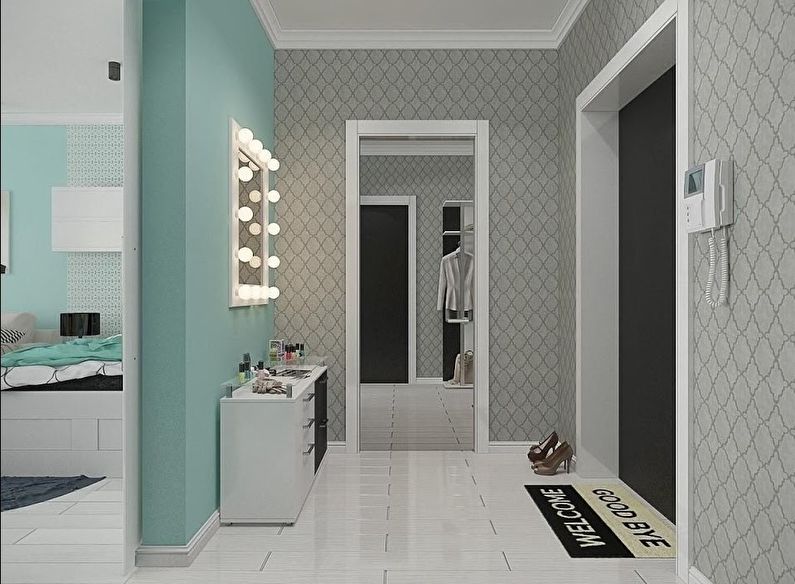 Pequeno corredor em tons pastel - design de interiores