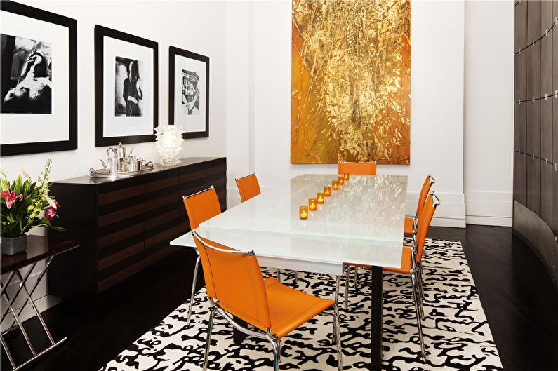 The combination of colors in the interior - white with orange and brown