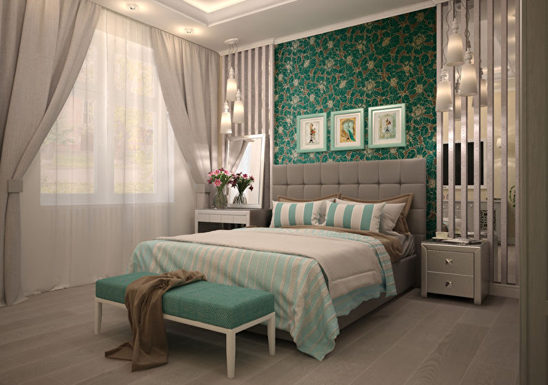 Slaapkamer met turquoise accent