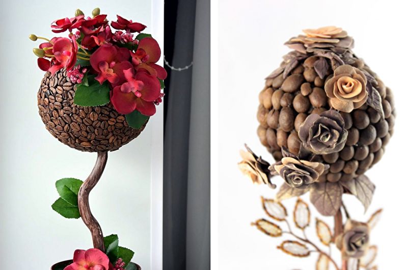 Idees de cafè topiari: arbre amb flors