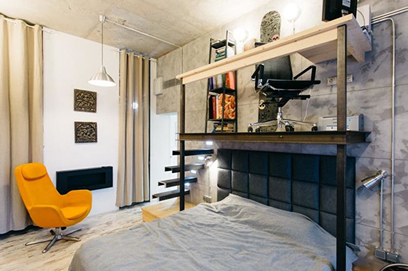 Design de interiores de quartos em estilo loft - foto