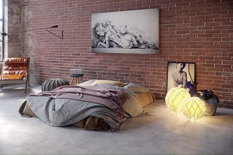 Diseño de interiores de dormitorio estilo loft - foto