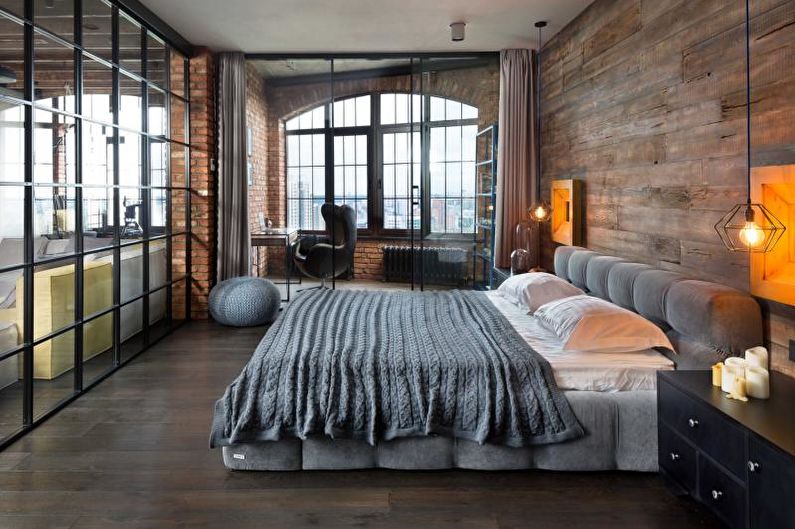 Diseño de interiores de dormitorio estilo loft - foto