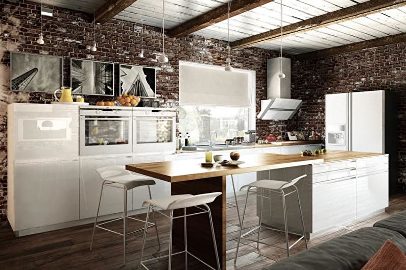 Cocina de diseño de interiores en estilo loft - foto