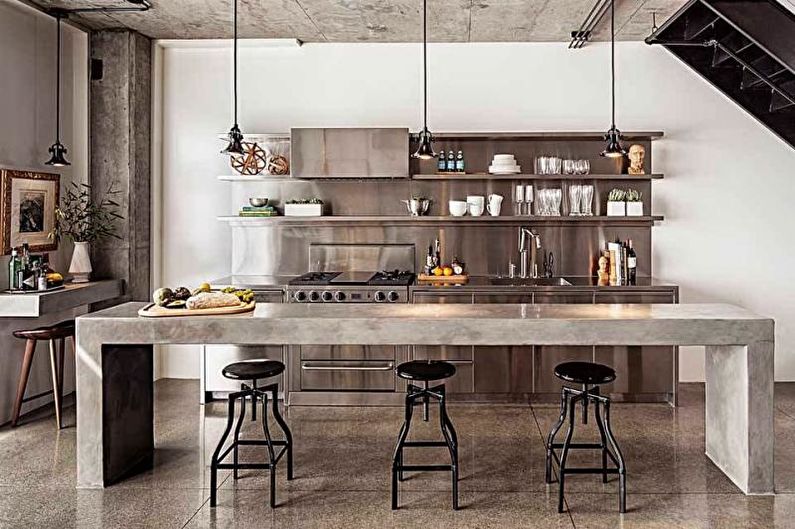 Cozinha de design de interiores em estilo loft - foto