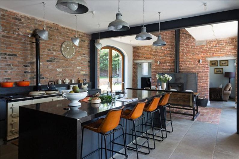 Cozinha de design de interiores em estilo loft - foto