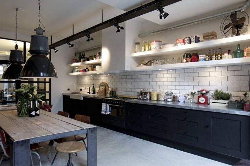 Cozinha de design de interiores em estilo loft - foto