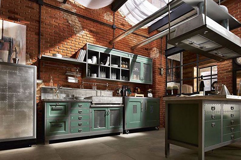 Cozinha de design de interiores em estilo loft - foto