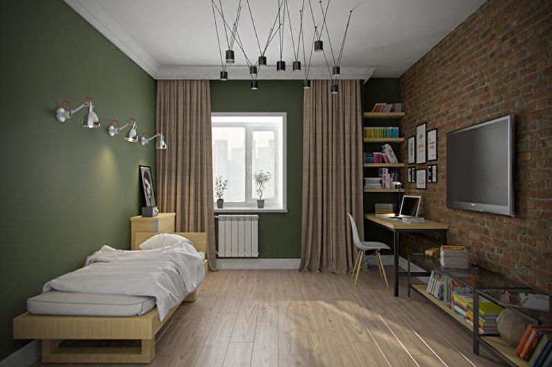 Aménagement intérieur d'une chambre d'enfant dans le style loft - photo