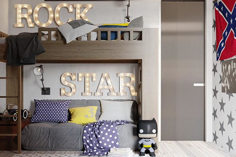 Diseño interior de una habitación infantil en estilo loft - foto