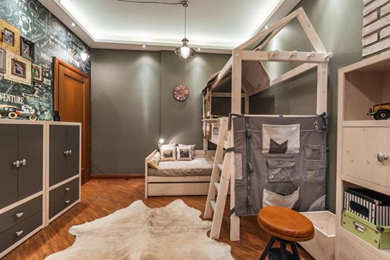 Diseño interior de una habitación infantil en estilo loft - foto