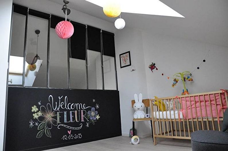 Interior design of a children's room in the loft style - photo