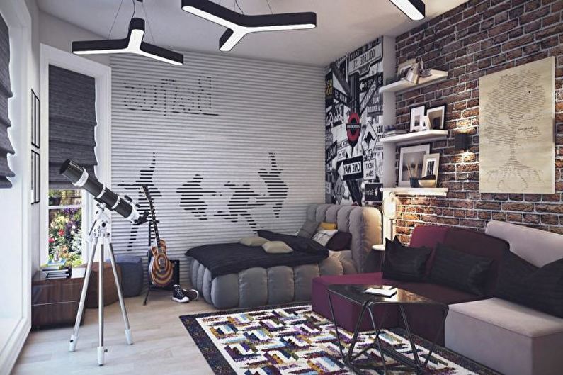 Design de interiores de um quarto infantil no estilo loft - foto