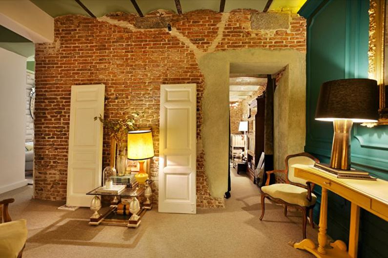 Interior design of the hall in the loft style - photo