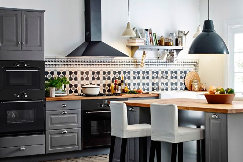 Gray kitchen-dining room - Interior Design