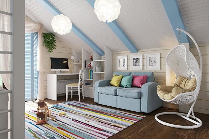 Design de interiores de quarto infantil em estilo mediterrâneo - foto